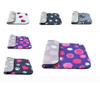 PnH Veterinary Bedding® NON SLIP Classic Range, Vet Bedding, Bound Edges For Strength - Dog Bed Fleece in Many Colours & Sizes (Purple with Pink Circles, 50cm x 50cm)