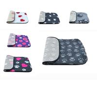 PnH Veterinary Bedding® NON SLIP Classic Range, Vet Bedding, Bound Edges For Strength - Dog Bed Fleece in Many Colours & Sizes (Charcoal with Grey Paws, 100cm x 50cm)