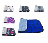 PnH Veterinary Bedding® NON SLIP Classic Range, Vet Bedding, Bound Edges For Strength - Dog Bed Fleece in Many Colours & Sizes (Blue with Black Paws, 75cm x 75cm)