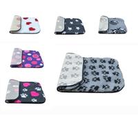 PnH Veterinary Bedding® NON SLIP Classic Range, Vet Bedding, Bound Edges For Strength - Dog Bed Fleece in Many Colours & Sizes (Grey with Black Paws, 75cm x 75cm)