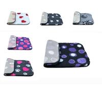 PnH Veterinary Bedding® NON SLIP Classic Range, Vet Bedding, Bound Edges For Strength - Dog Bed Fleece in Many Colours & Sizes (Black with Purple Circles, 100cm x 75cm)
