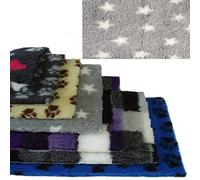 PnH Veterinary Bedding ® NON SLIP - Ribbed Rubber Backing Rectangle,100cm x 50cm - Many Different Designs and Colours - READY TO USE, SELVAGE EDGE REMOVED. (Grey with White Stars)