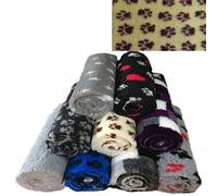 PnH Veterinary Bedding ® NON SLIP - Ribbed Rubber Backing Vet Bed Roll, Vetbed, Dog Bed, 3, 5, 8 and 10 Metre Rolls, Many Different Designs and Colours (10m x 75cm, Cream with Brown Paws)