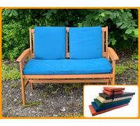 PnH® WATER RESISTANT Garden Bench/Swing Seat Cushion, 3ft 4ft and 5ft, Full Cushion Sets with Back Pads Available, Many Colours, Generous 6.5cm Deep (Petrol Blue, 4ft Bench Cushion Set)