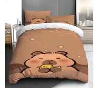 PNH nimals Duvet Cover Single Charming Capybara Luxury Bedding Sets Cartoons Soft Fluffy Microfiber Quilt Covers With 2 Pillowcases 50x75cm Zipper Closure MT20