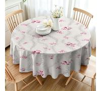 PNH lossom Round Waterproof Table Cloth 180cm, Botanical Print Washable Polyester Dining Table Cover, Durable Circular Tablecloth for Party Picnic Wedding Use E&31