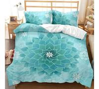 PNHCL Blue Datura Super King Size Duvet Cover Sets Florals Easy Care Quilt Cover Abstract Soft Cosy Bedding Set with 2 Pillowcases for Mens Aldult Bedroom Decor X-75
