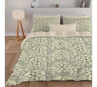 PNHCL Boho Double Duvet 7.5 Tog for Aldult, Vintage French Floral Patterned Coverless Duvet, Soft Lightweight Double Quilt for All Season (Beige,200x200cm, A513)