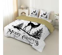PNHCL Christmas Small Double Duvet 7.5 Tog Pine Tree Elk Coverless Duvet, Cartoon Washable Quilt for All Seasons, Soft Lightweight Comforter for Kids Girls Boys Teens Bedroom Decor MQ25