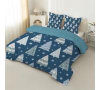 PNHCL Christmas Small Double Duvet 7.5 Tog Snowflakes Coverless Duvet, Christmas Tree Washable Quilt for All Seasons, Soft Lightweight Comforter for Kids Girls Boys Teens Bedroom Decor MQ28