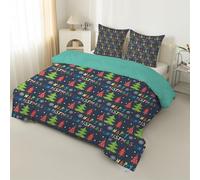 PNHCL Christmas Small Double Duvet - Christmas Tree Coverless Duvet 7.5 Tog Winter - Soft & Breathable, Alphabet Washable Comforter Double Quilts 7.5 Tog for Girls Boys Teens MQ42
