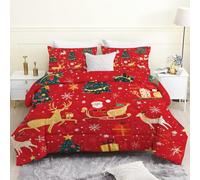 PNHCL Christmas Tree Coverless Duvet Single 7.5 Tog, Father Christmas Fluffy Quilt for Kids Boys Girls, Reindeer Gifts Easy Care Bedding Comforter for Single Bed MW&29