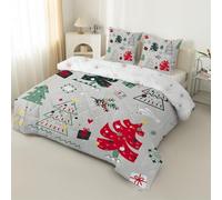 PNHCL Christmas Tree Coverless Duvet Single 7.5 Tog, Lightweight Hypoallergenic Quilt for Kids Boys Girls, Cartoon Soft Easy Care Bedding Comforter for Single Bed L&343
