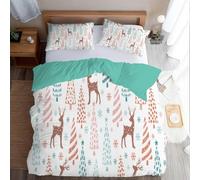 PNHCL Christmas Tree Duvet Cover Double Reindeer Snowflakes Easy Care Quilt Cover Christmas Aesthetic Bedding Sets with 2 Pillowcases for Teenage Boys Girls Bedroom Decor MQ-66