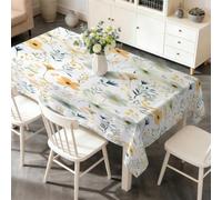 PNH olorful Wildflower Waterproof Table Cloth Rectangle 140x300cm, Eucalyptus Leaf Washable Polyester Table Cover for Dining Table, Wipe Clean Tablecloth Indoor Outdoor E&42