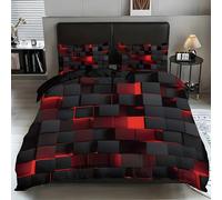 PNHCL Colour Blocks Super King Size Duvet Cover Sets Geometric Easy Care Quilt Cover Abstract Soft Cosy Bedding Set with 2 Pillowcases for Mens Aldult Bedroom Decor MT381
