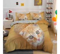 PNH ute Cat Duvet Cover Sets Double Cute Pets Reversible Easy Care Quilt Cover Modern Soft Cosy Bedding Sets with 2 Pillowcases Zipper Closure - Double (200cm x 200cm) B-85
