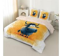 PNHCL Cute Cow Single Duvet 7.5 Tog - 3D Coverless Duvet Single, Funny Cartoon Washable Quilt for All Seasons, Soft Lightweight Comforter for Kids Girls Boys Teens Bedroom Decor LQ-52