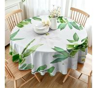 PNH affodils Round Waterproof Table Cloth 200cm, Spring Flowers Large Washable Polyester Table Cover, Wipe Clean Dining Tablecloth for Garden Party Picnic Use W&3