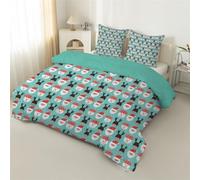 PNHCL Father Christmas Small Double Duvet 7.5 Tog Christmas Coverless Duvet, Cartoon Washable Quilt for All Seasons, Soft Lightweight Comforter for Kids Girls Boys Teens Bedroom Decor MQ73
