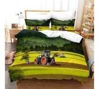 PNH ield Tractor Super King Duvet Cover Mountain Landscape Reversible Easy Care Quilt Cover Country Soft Fluffy Bedding Sets with 2 Pillowcases Zipper Closure - Super King (220cm x 260cm) B-37