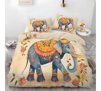PNHCL Floral Super King Size Duvet Cover Sets Elephant Easy Care Quilt Cover Animals Soft Cosy Bedding Set with 2 Pillowcases for Mens Aldult Bedroom Decor MQ63