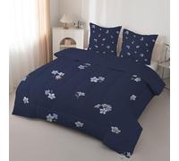 PNHCL Flowers Single Duvet 4.5 Tog for Girl Aldult, Botanica Patterned Coverless Duvet, Soft Lightweight Single Quilt for All Season (Blue,135x200cm, A358)