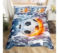 PNHCL Football Single Duvet Cover Camouflage Easy Care Quilt Cover Abstract Aesthetic Bedding Sets with 2 Pillowcases for Kids Boys Girls Bedroom Decor MO66