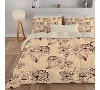 PNHCL French Vintage Double Duvet 7.5 Tog for Women and Girls, Boho Floral Patterned Coverless Duvet, Soft Lightweight Double Quilt for All Season (Beige,200x200cm, A514)