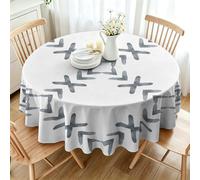 PNH eometric Pattern Round Waterproof Table Cloth 140cm, Mandala Pattern Washable Polyester Dining Table Cover, Wipe Clean Stain Resistant Tablecloth for Kitchen Party Use W&80