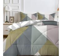 PNHCL Geometric Shapes Pattern Super King Duvet Textured Scandi Superking Quilt 7.5 Tog Reversible Coverless Duvet Soft Comforter Set With 2 Pillowcases - Lightweight and Machine Washable, 260x220 cm