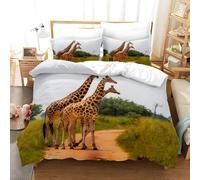 PNHCL Giraffe Duvet Cover Double African savannah Easy Care Quilt Cover Wildlife Aesthetic Bedding Sets with 2 Pillowcases for Teenage Boys Girls Bedroom Decor MO24