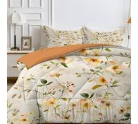 PNHCL King Size Duvet Gray Kingsize Quilt 7.5 Tog Floral Pattern Reversible Coverless Duvet Soft Comforter Set With 2 Pillowcases - Lightweight and Machine Washable, 230x220 cm