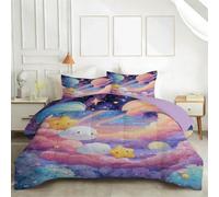 PNHCL King Size Duvet Rainbow Kingsize Quilt 7.5 Tog Cute Galaxy Reversible Coverless Duvet Soft Comforter Set With 2 PillowcasesLightweight and Machine Washable, 230x220 cm