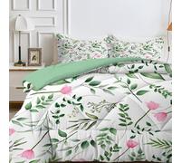 PNHCL King Size Duvet White Kingsize Quilt 7.5 Tog Leaf Pattern Reversible Coverless Duvet Soft Comforter Set With 2 Pillowcases - Lightweight and Machine Washable, 230x220 cm