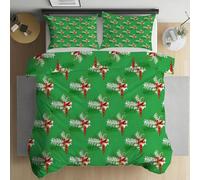 PNHCL Leaves Green King Size Duvet Cover Set, Christmas Microfiber Quilt Cover, Easy Care Bedding Set with 2 Pillowcases for Teenage Aldult Bedroom Decor H-73