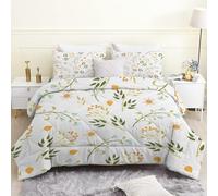 PNHCL Leaves King Size Duvet 7.5 Tog Floral Coverless Duvet, Abstract Washable Quilt for All Seasons, Fluffy Lightweight Comforter for Teens Adults Bedroom Decor ME40