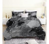 PNHCL Marble Coverless Duvet Super King Size 7.5 Tog, Abstract Lightweight All Season Microfibre Quilt for Adults, Grey Black Soft Breathable Hypoallergenic Easy Care Bedding LN&109