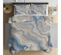 PNHCL Marble Grey Blue Super King Duvet Set, Modern Microfiber Quilt Cover, Soft Bedding Set with 2 Pillowcases for Men Women Aldult Bedroom Decor H&25