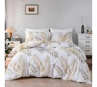 PNHCL Palm Leaves Single Duvet Cover, Flowers Luxury Bedding Set, Soft Microfiber Quilt Covers With 2 Pillowcases 50x75cm Zipper Closure LC-457