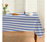 PNHCL Pastel Blue White Striped Tablecloth 130x220cm Rectangle, Stripes Washable Reusable Polyester Table Cover, Durable Dining Tablecloth for Indoor Outdoor Wedding Buffet W#99