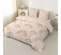PNHCL Rainbow Double Duvet 7.5 Tog - Cartoons Coverless Duvet Double, Modern Washable Quilt for All Seasons, Lightweight Soft Comforter for Kids Girls Boys Teens Bedroom Decor LQ-3