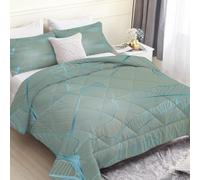 PNHCL Sage Green Banana Leaves Coverless Duvet King Size 7.5 Tog, Modern Minimalist Soft Microfibre Quilts for All Seasons, Botanical Pattern Easy Care Bedding Comforter for Double Bed MP119