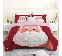PNHCL Santa Claus Coverless Duvet King Size 7.5 Tog, Christmas Soft Microfibre Quilt for All Seasons, Cartoon Breathable Comforter for Adults Boys Girls Easy Care Bedding t-45