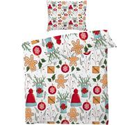 PNHCL Santa Hat Super King Duvet Cover Holly Berries Reversible Easy Care Quilt Cover Christmas Baubles Soft Fluffy Bedding Sets with 2 Pillowcases Zipper Closure - Super King (220cm x 260cm) MR10