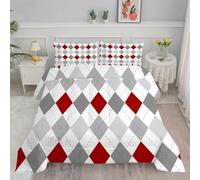 PNHCL Single Duvet Scottish Tartan Reversible Coverless Duvet Bedding, Lightweight Comforter - Soft Duvet Quilt Single & 2 Pillowcases, Machine Washable, Beige Pattern