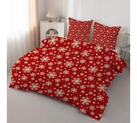 PNHCL Snowflake Super King Duvet 7.5 Tog for Children Adults, Star Patterned Coverless Duvet, Soft Lightweight Super King Quilt for All Season (Red,260x220cm, A1004)
