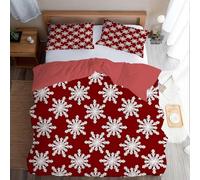 PNHCL Snowflakes Single Duvet Cover Christmas Easy Care Quilt Cover Abstract Aesthetic Bedding Sets with 2 Pillowcases for Kids Boys Girls Bedroom Decor MQ-27