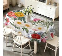 PNHCL Spring Floral Oval Waterproof Tablecloth 140x300cm, Retro Floral Large Washable Polyester Table Cover, Stain Resistant Dining Tablecloth for Wedding Banquet Outdoor W&64