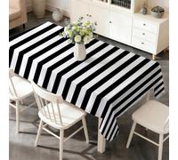 PNHCL Stripe Waterproof Table Cloth Rectangle 140x240cm, Lines Checks Washable Polyester Dining Table Cover, Wipe Clean Kitchen Tablecloth for Party Picnic Garden Decor E&14